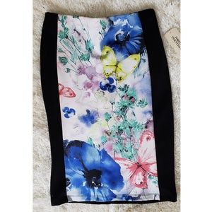 Forever 21 | Floral & Black Butterfly Print Skirt